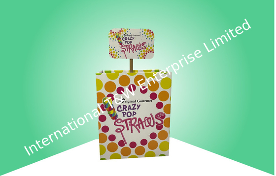 Αγορά Υπερεμφανιζόμενη επίδειξη δοχείων απορρίψεων χαρτονιού για τα στοιχεία καραμελών με το σωλήνα & την επιγραφή online manufacture