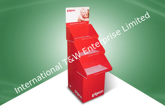 Καλή τιμή. Ανακυκλώσιμες τρεις στάσεις επίδειξης χαρτονιού πατωμάτων δίσκων με το άσπρο φλάουτο στρώματος Β σε απευθείας σύνδεση