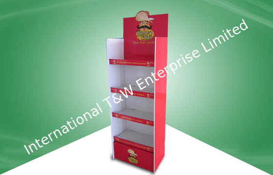 Καλή τιμή. Κόκκινο τέσσερα ελεύθερες μόνιμες μονάδες επίδειξης χαρτονιού ραφιών ελασματοποίηση PP για το πρόχειρο φαγητό σε απευθείας σύνδεση