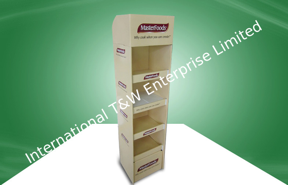 Καλή τιμή. Τέσσερα τοποθετούν σε ράφι το ΛΑΪΚΟ πάτωμα χαρτονιού επίδειξης χαρτονιού τροφίμων που στέκεται φιλικό προς το περιβάλλον σε απευθείας σύνδεση